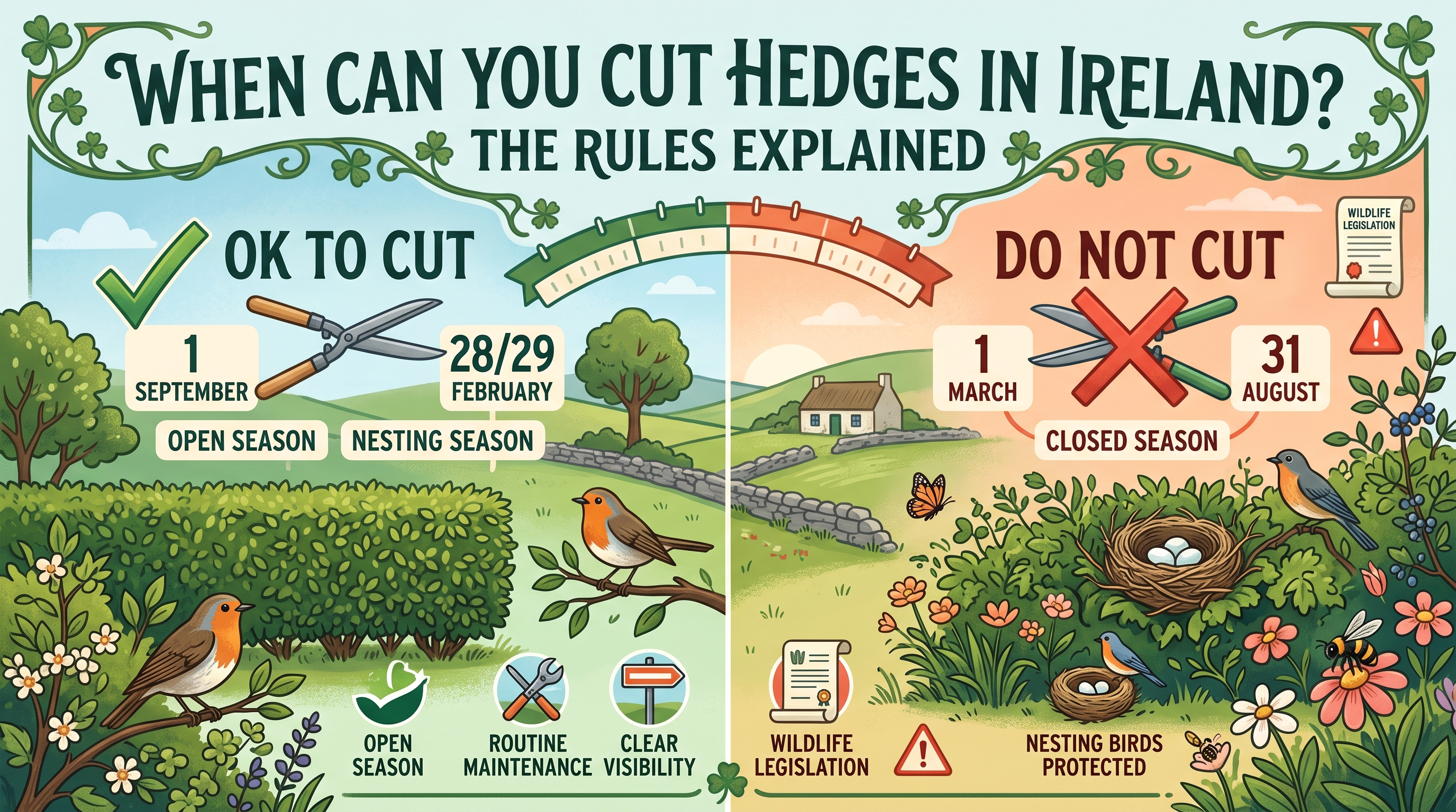 When Can You Cut Hedges in Ireland? The Rules Explained